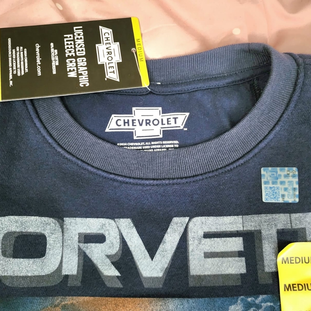 Men's licensed moto graphic fleece crew , Corvette - Picture 3 of 4